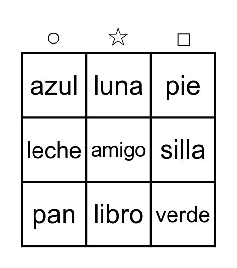 Bingo palabras Bingo Card