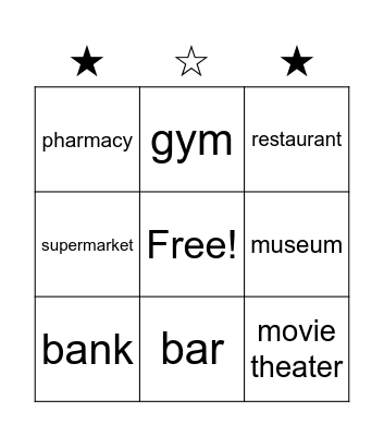 Places Bingo Card