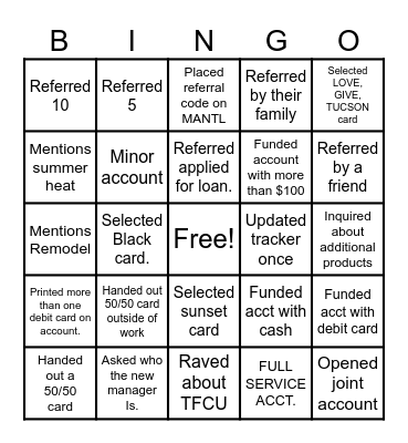 50/50 BINGO! Bingo Card