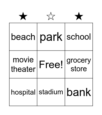 Places Bingo Card