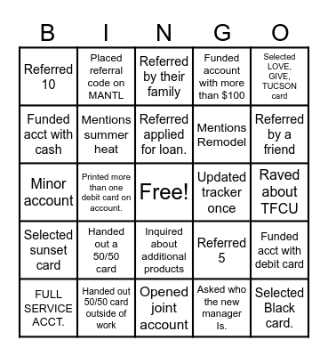 50/50 BINGO! Bingo Card