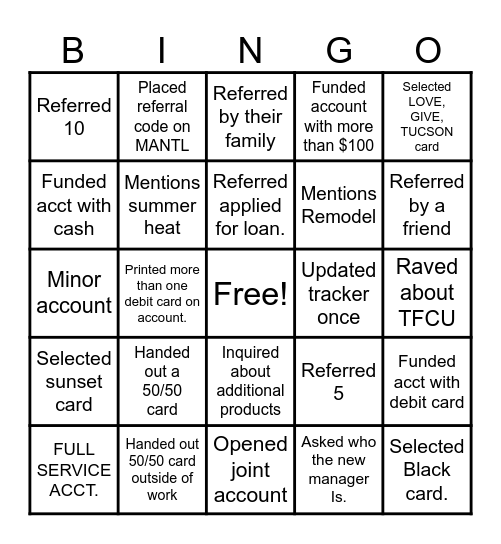 50/50 BINGO! Bingo Card