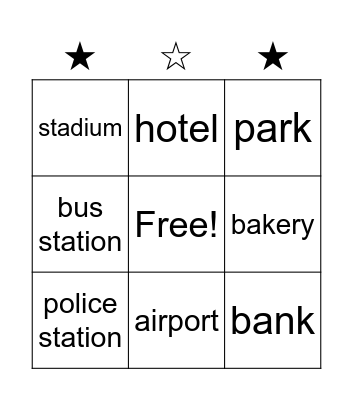Places Bingo Card