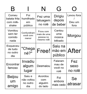 Bingo de Rolês Bingo Card