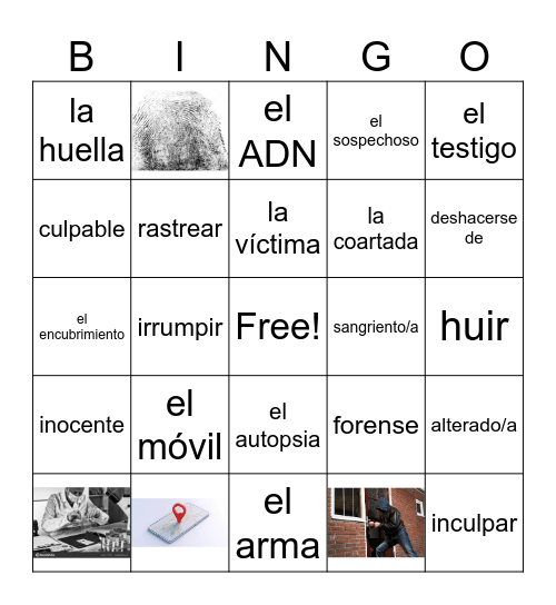 La escena de criemen Bingo Card