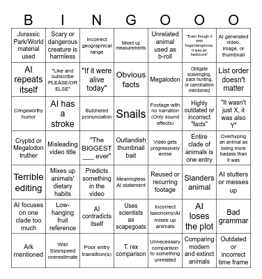 AI Dino Sludge Remastered Bingo Card