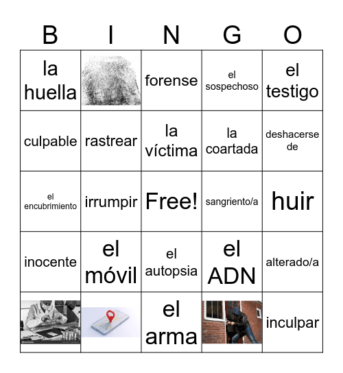 La escena de criemen Bingo Card