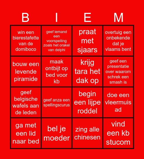 Bestuur bingo Card