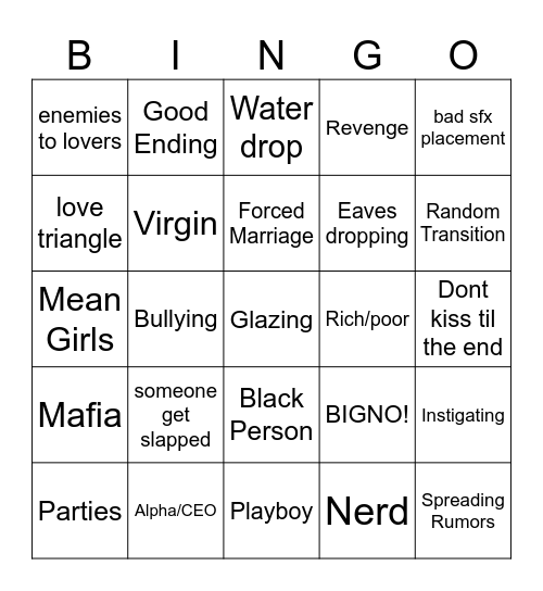 DramaBox Bingo Card
