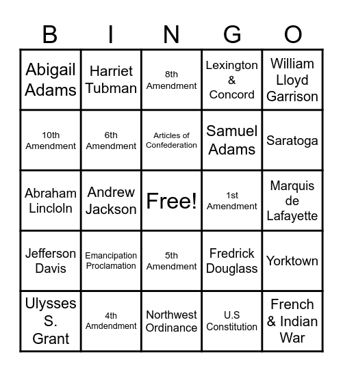 STAAR Review #1 (April 9) Bingo Card