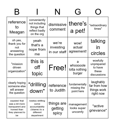 mgmt lingo bingo - take 1 Bingo Card