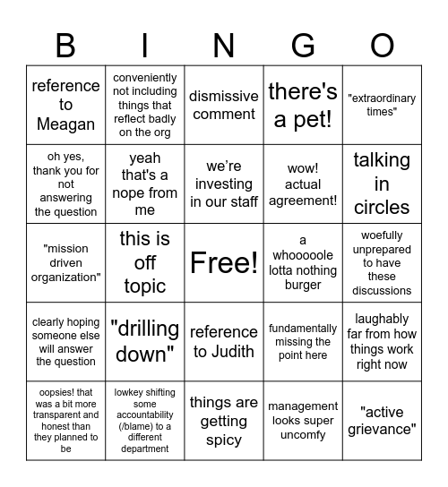 mgmt lingo bingo - take 1 Bingo Card