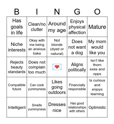 Jen’s bingo Card