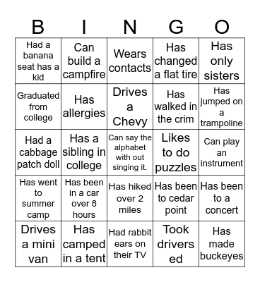 Ice Breaker Bingo Card