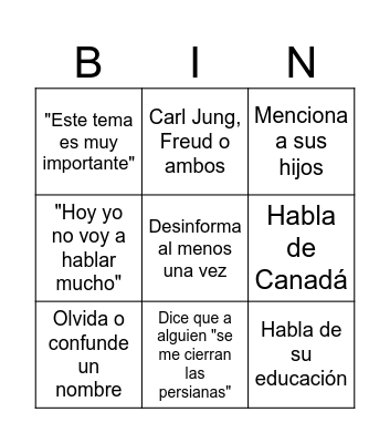 Francisco Bingo Card