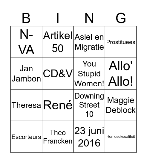 Actualiteitsbingo! Bingo Card