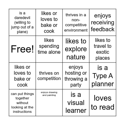 Find Someone Who... Bingo! Bingo Card