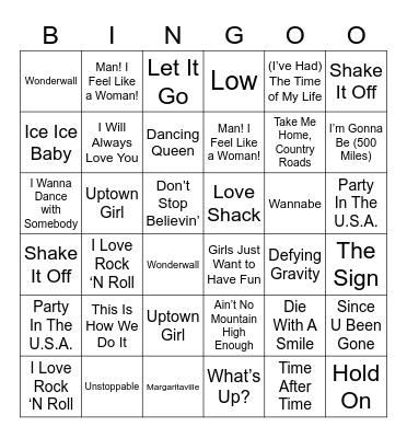 Karaoke Favorites Bingo Card