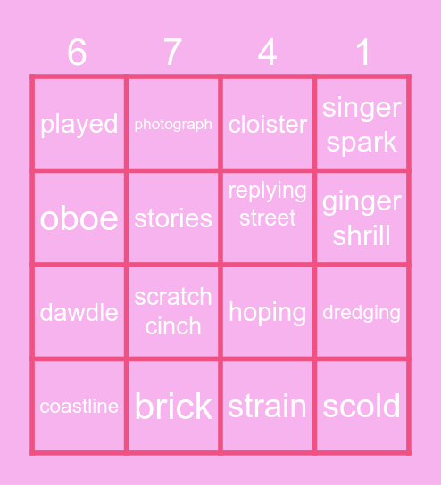 67 sigma 🤫🤔 Bingo Card