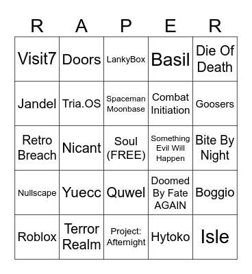 ROBLOX BINGO Card