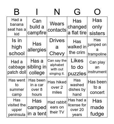 Ice Breaker Bingo Card