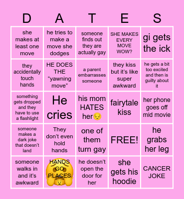 Gi’s date Bingo Card