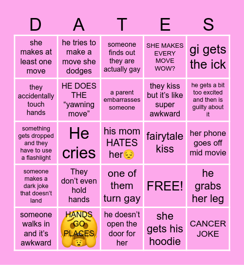 Gi’s date Bingo Card
