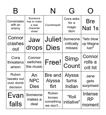 City of Dark Bingo Card
