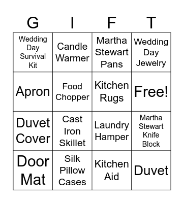 Gift Bingo Card