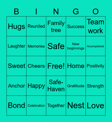 Family Reunification Bingo! Bingo Card