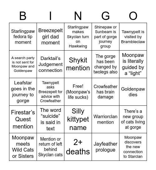 Guiding Light Bingo Card