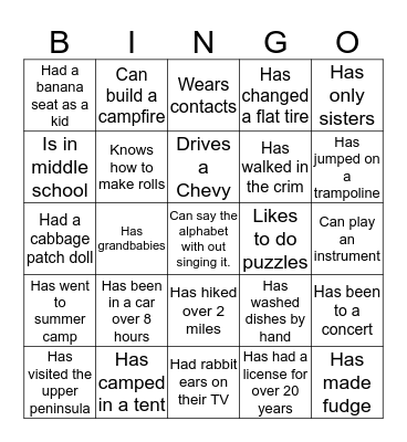 Ice Breaker Bingo Card