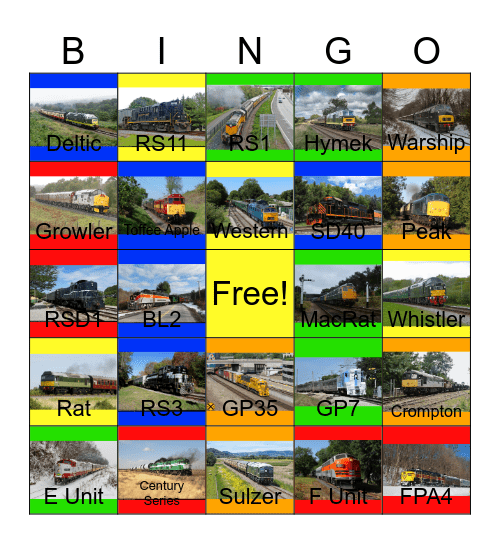 Large Diesel Engines that I would like to drive one day Bingo Card