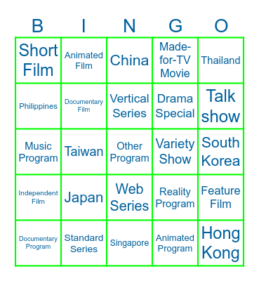 MDL Search Formats & Countries Bingo Card