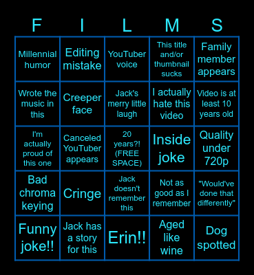 Jacksfilms 20th Anniversary Bingo Card