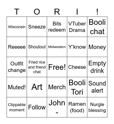 Tori Nikolas bingo Card