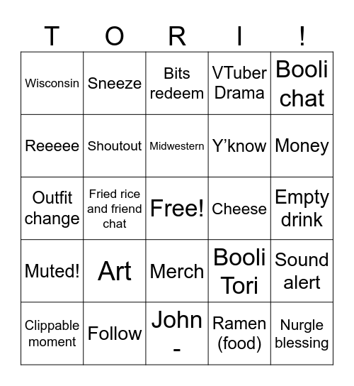 Tori Nikolas bingo Card