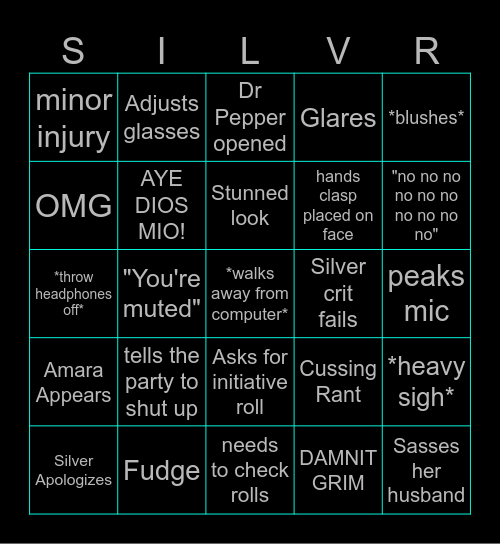 Silver Bingo Card