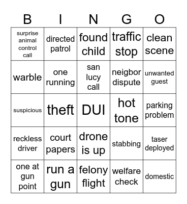 Dispatch Bingo Card