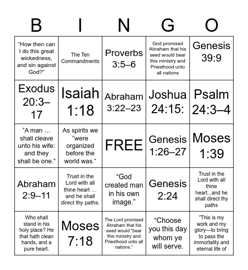 2026 Old Testament Doctrinal Mastery Bingo Card