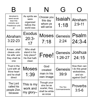 OT Doctrinal Mastery 1st half Bingo Card