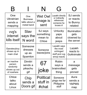 qCentral bingo Card