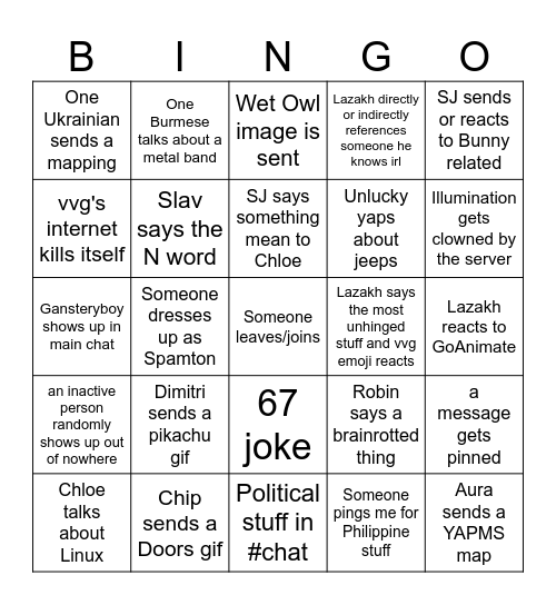 qCentral bingo Card
