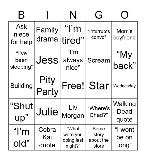 Brian Bingo Card