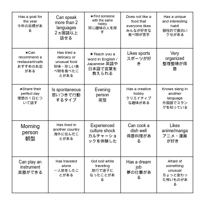 Hello World Challenge Bingo Card