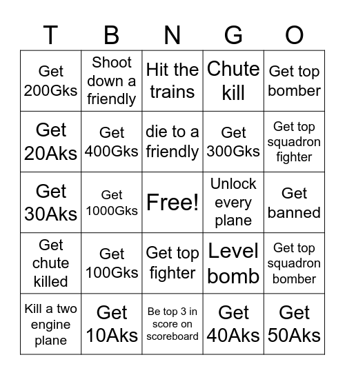 Nifty TAW Bingo Card