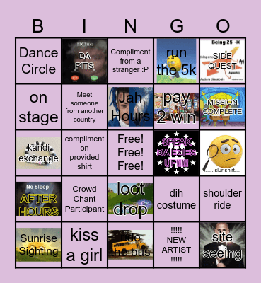 Coachella 2026                   Name:______________ Bingo Card