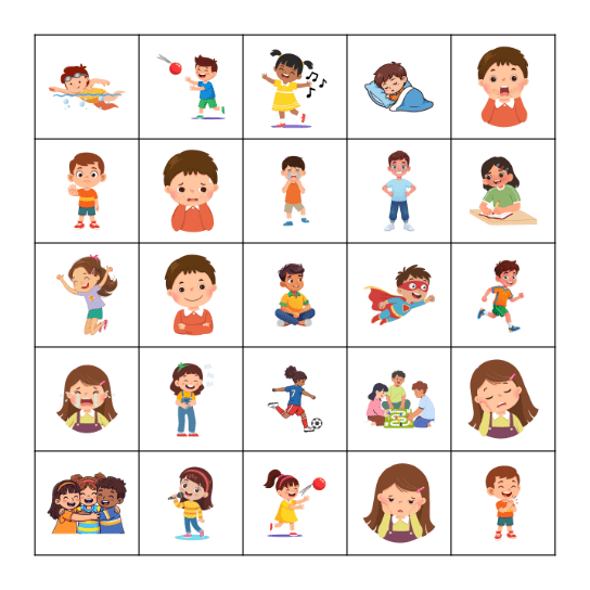 FE1 Unit 4: Feelings and Actions Bingo Card