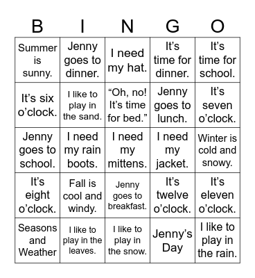 50-word Reading Unit 3, 4 Bingo Card