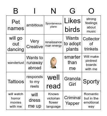 Renée’s Type Bingo Card